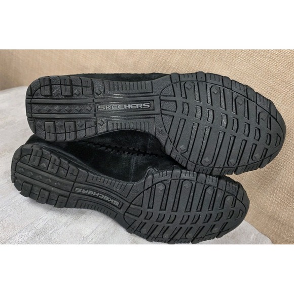 Skechers Bikers Totem Pole Black Suede Faux Fur Ankle Boots Womens Size 10 - Picture 10 of 10